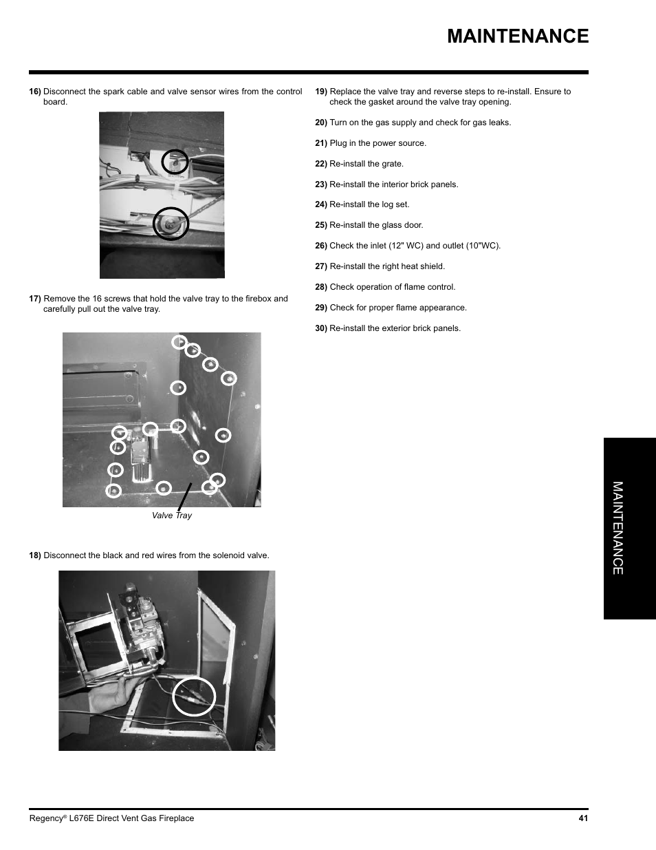 Maintenance | Regency LIBERTY L676E-NG User Manual | Page 41 / 48