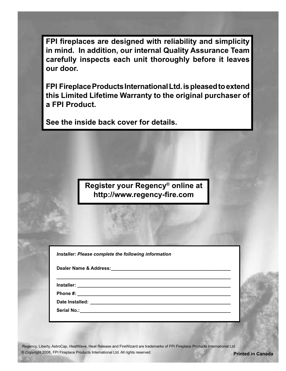 Register your regency | Regency LIBERTY L676E-NG User Manual | Page 48 / 48