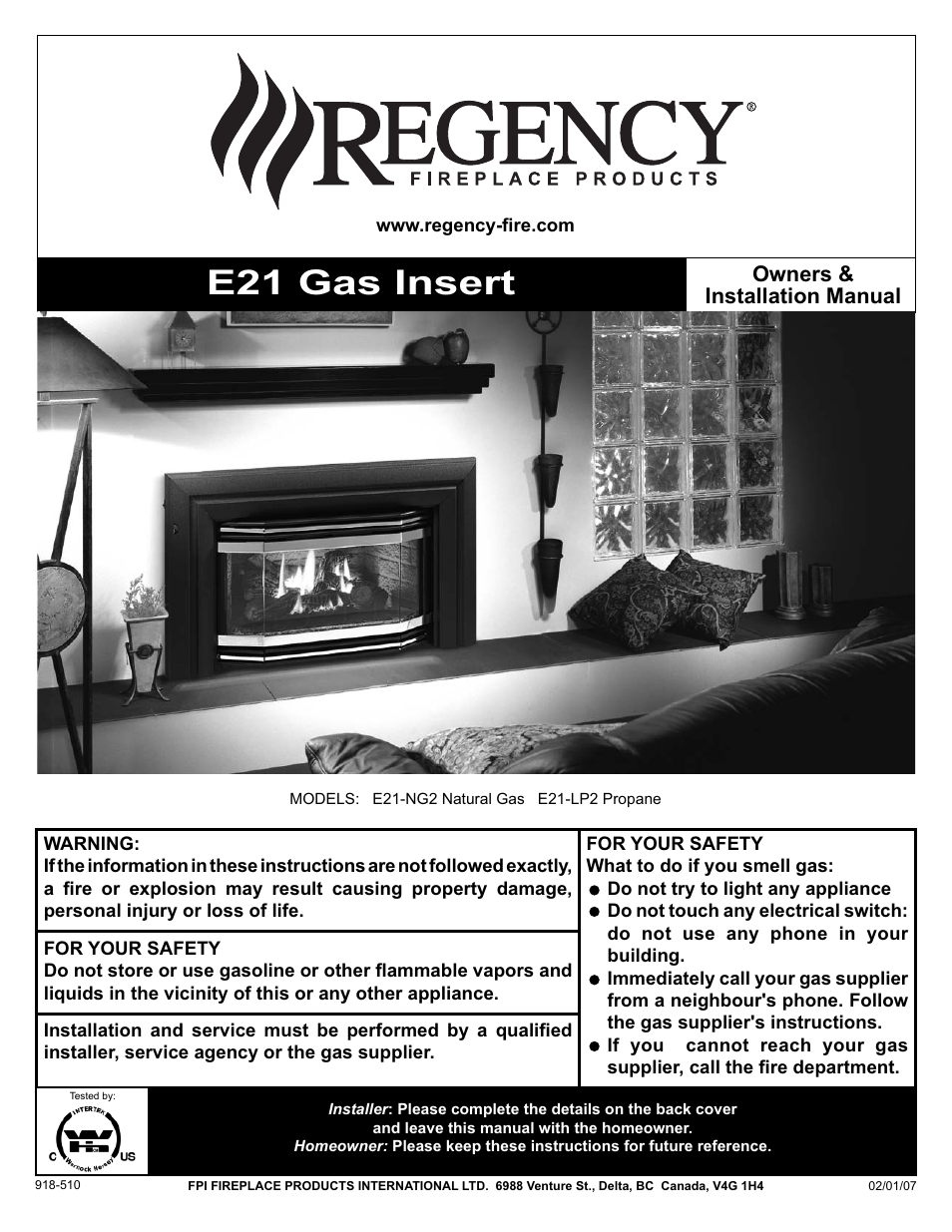 Regency E21-NG2 User Manual | 32 pages