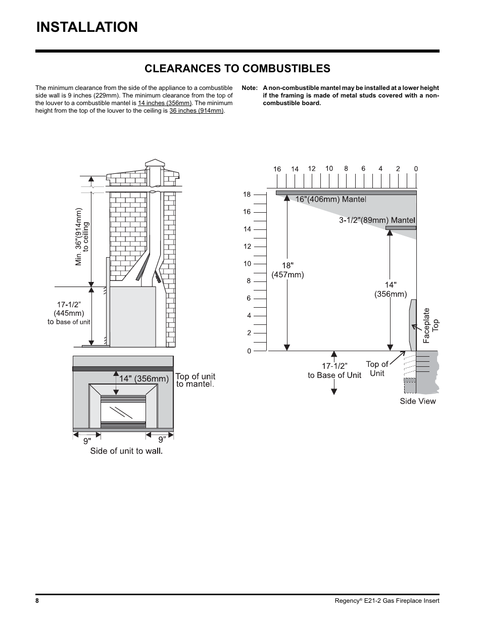 Installation | Regency E21-NG2 User Manual | Page 8 / 32
