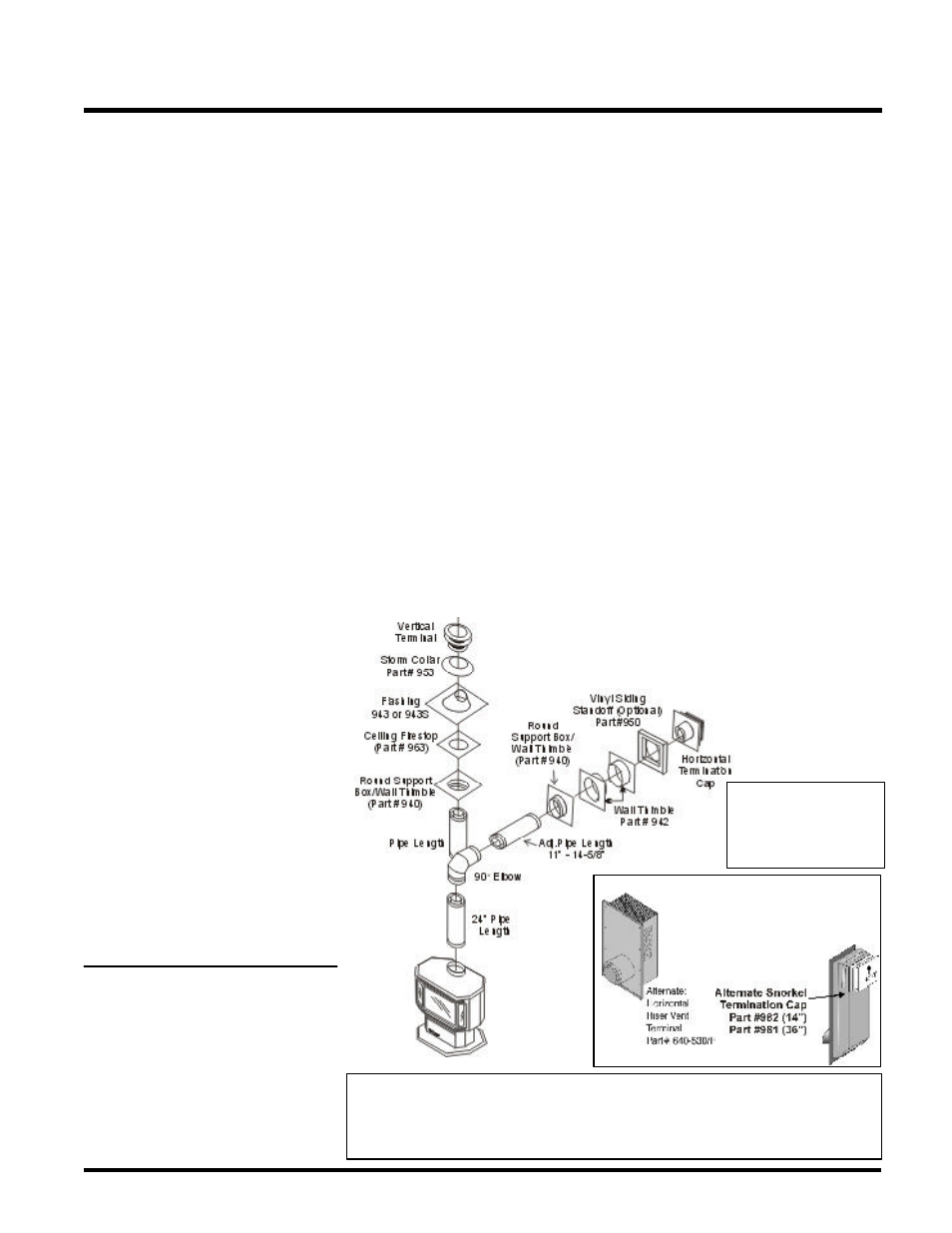 Installation, Dura-vent termination kit, Dura-vent venting components | Alternate horizontal termination caps | Regency ULTIMATE U39-NG User Manual | Page 15 / 40