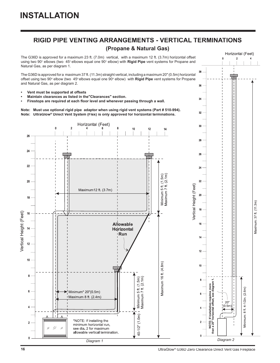 Installation, Propane & natural gas) | Regency G36D User Manual | Page 16 / 44