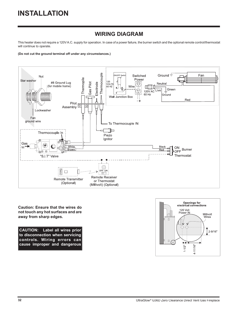 Installation, Wiring diagram | Regency G36D User Manual | Page 32 / 44