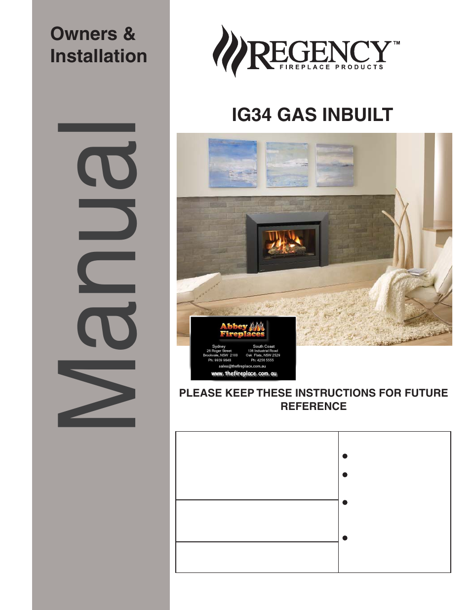 Regency IG34-LPG User Manual | 32 pages