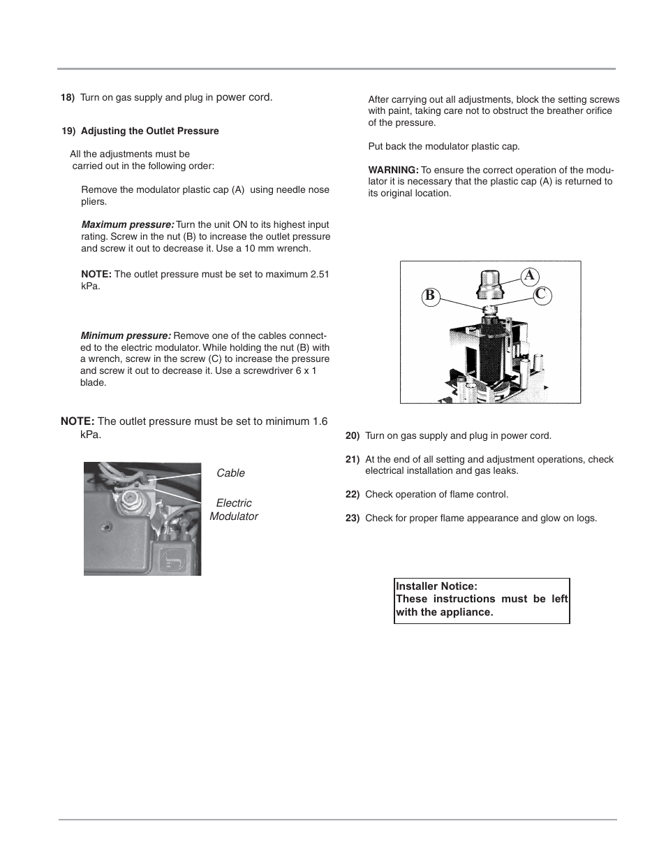 Installation, Cb a | Regency IG34-LPG User Manual | Page 11 / 32