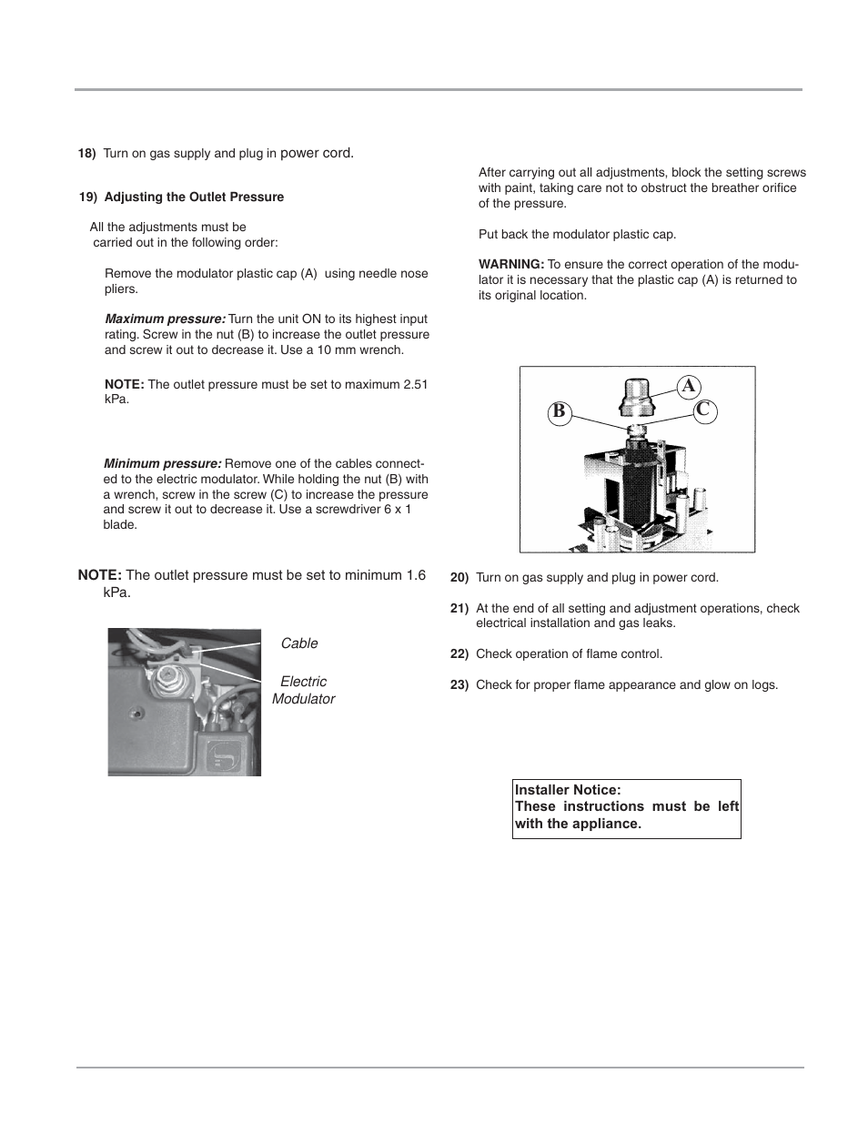 Installation, Cb a | Regency IG34-LPG User Manual | Page 13 / 32