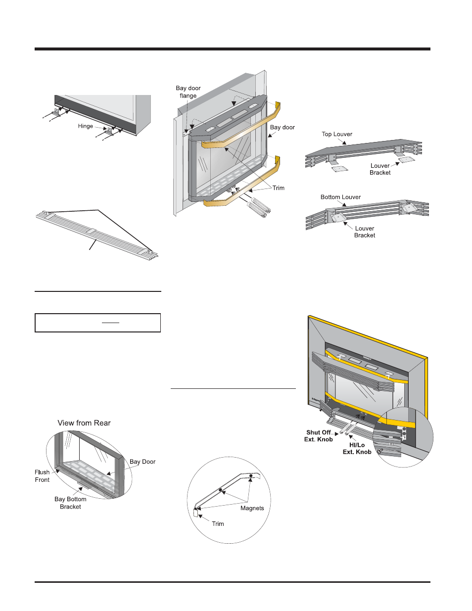 Installation, Bay louvers, Optional bay trim | Optional bay door | Regency U32-NG3 User Manual | Page 12 / 36