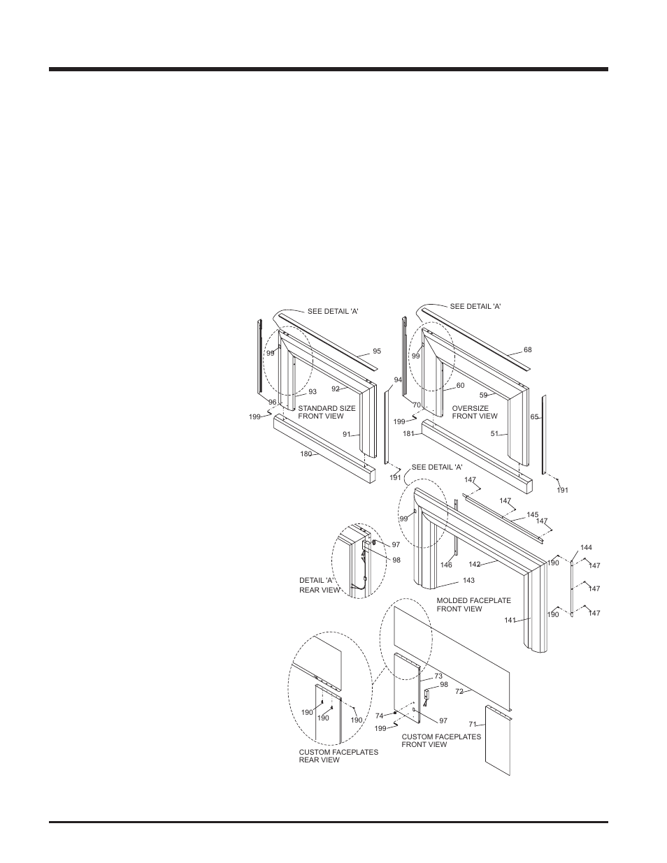 Parts list, Faceplate assembly | Regency U32-NG3 User Manual | Page 30 / 36