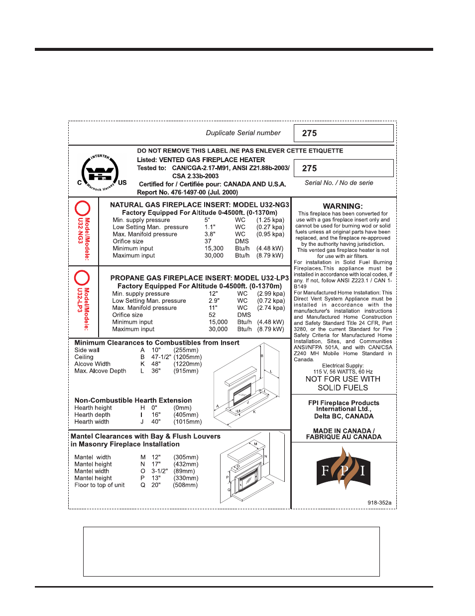 Safety label | Regency U32-NG3 User Manual | Page 4 / 36