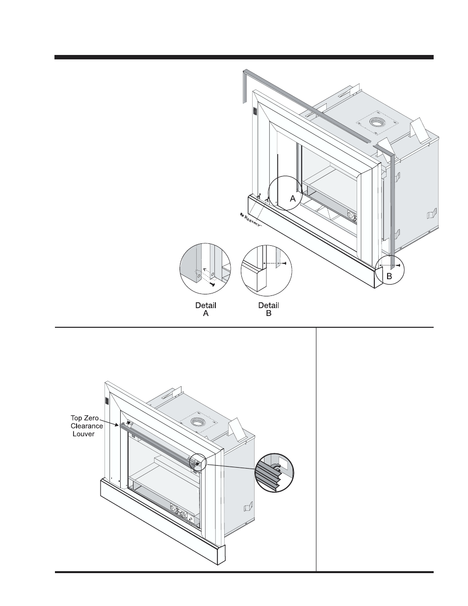 Installation, Zero clearance top louver | Regency U20 User Manual | Page 11 / 12