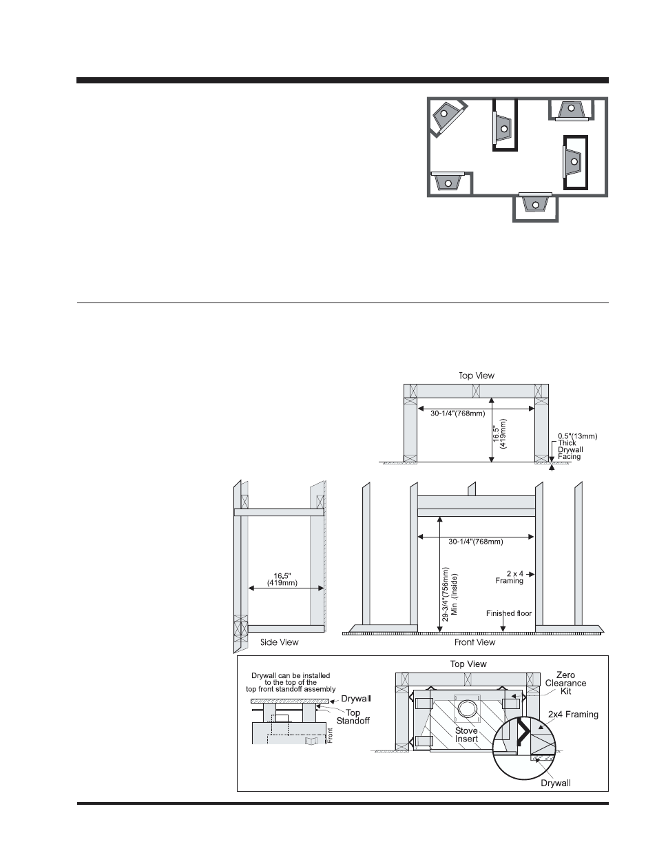 Installation, Locating your u20/e21 fireplace, Framing | Regency U20 User Manual | Page 5 / 12