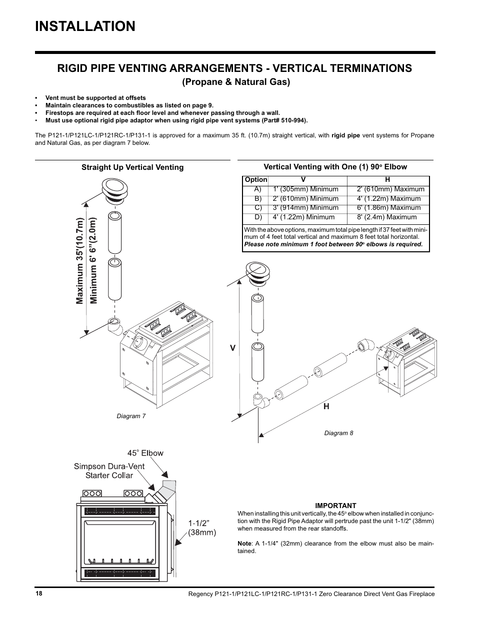 Installation, Propane & natural gas) | Regency P131 User Manual | Page 18 / 44