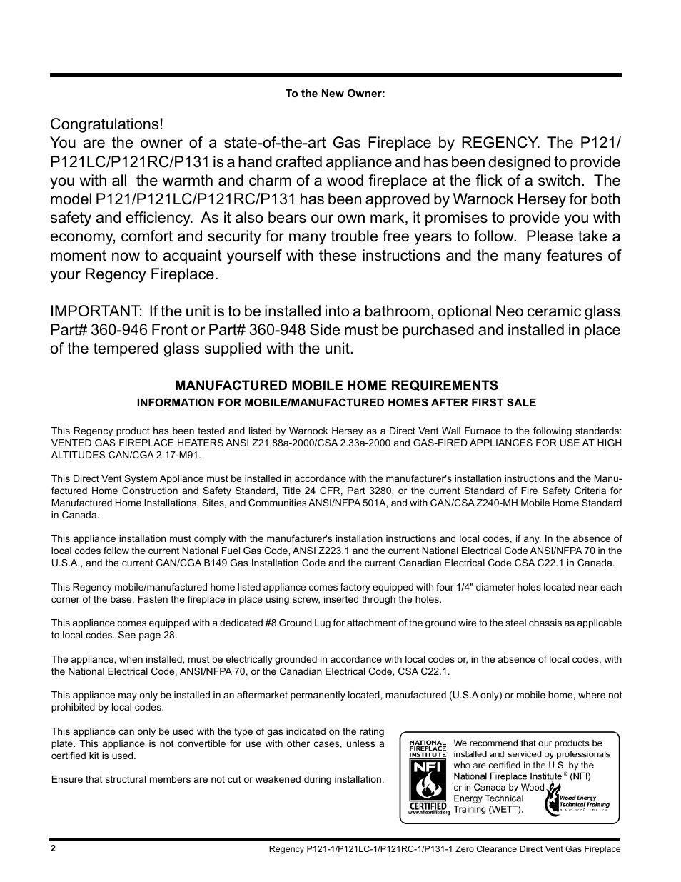Regency P131 User Manual | Page 2 / 44