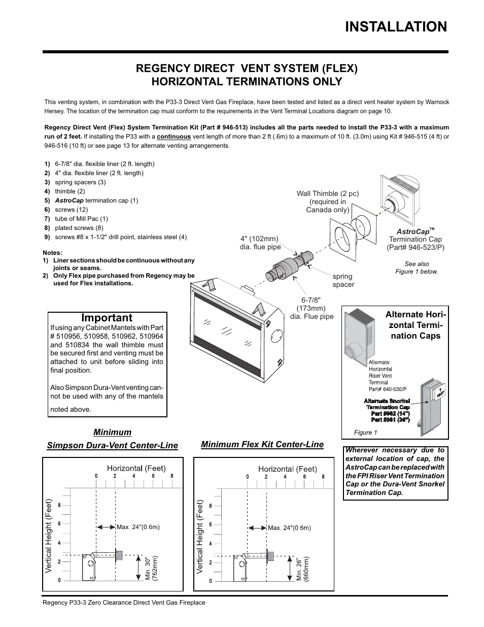 Installation, Important | Regency P33-NG3 User Manual | Page 11 / 48