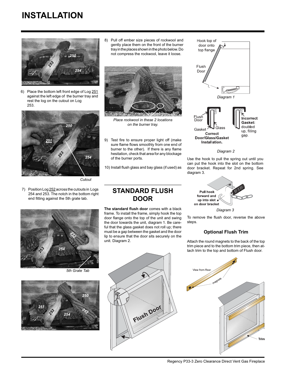 Installation, Standard flush door | Regency P33-NG3 User Manual | Page 28 / 48