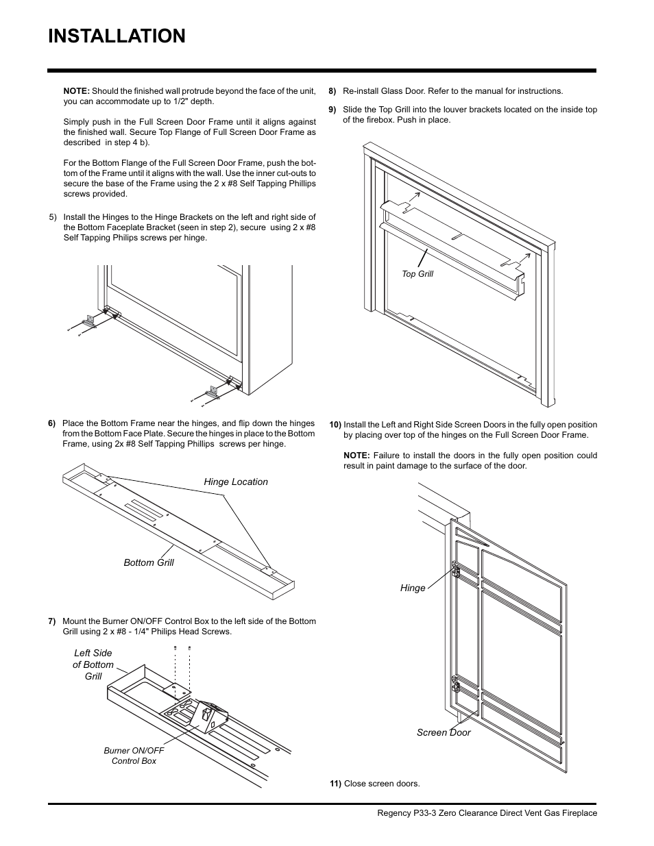 Installation | Regency P33-NG3 User Manual | Page 32 / 48