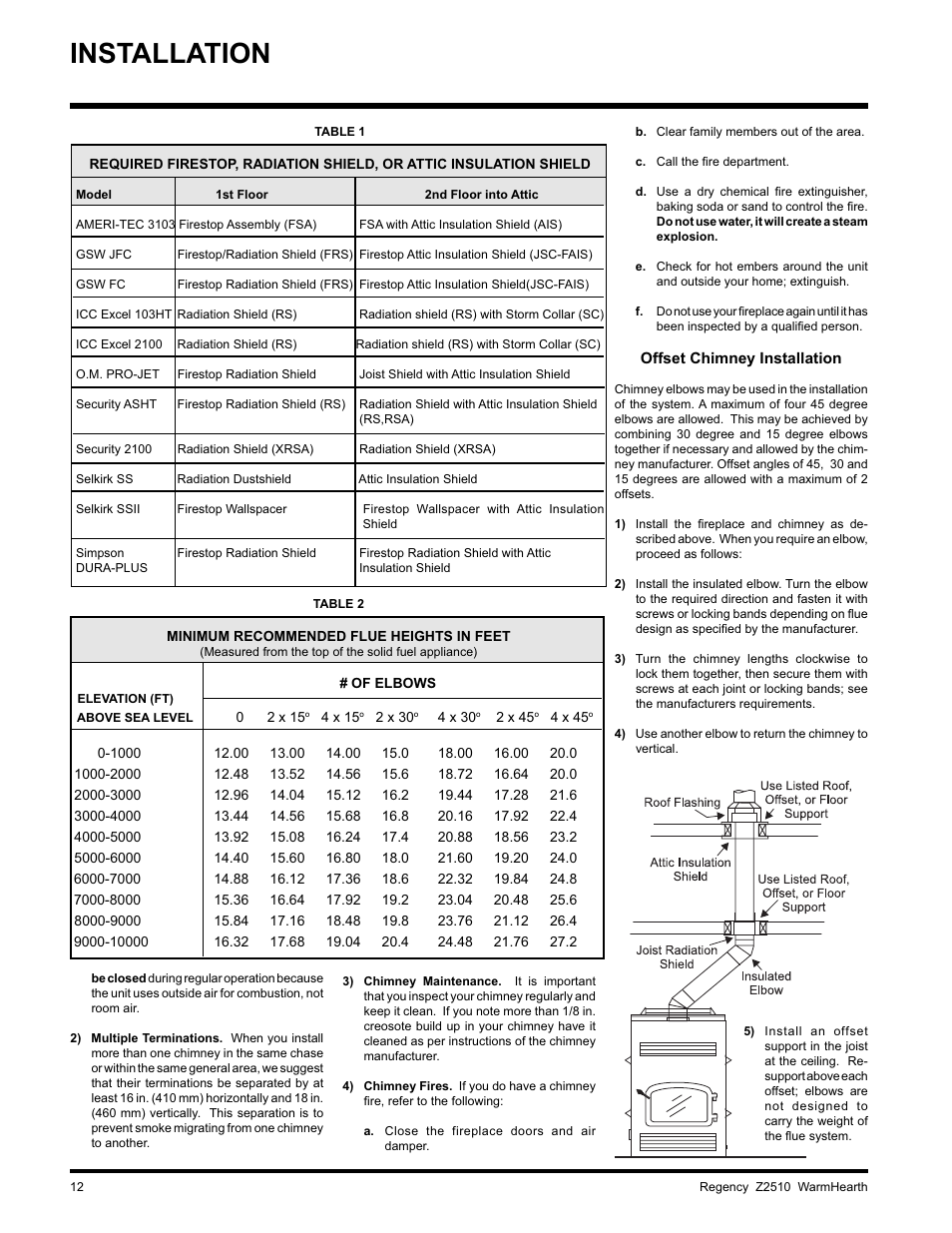 Installation | Regency WARMHEARTH Z2510L User Manual | Page 12 / 24