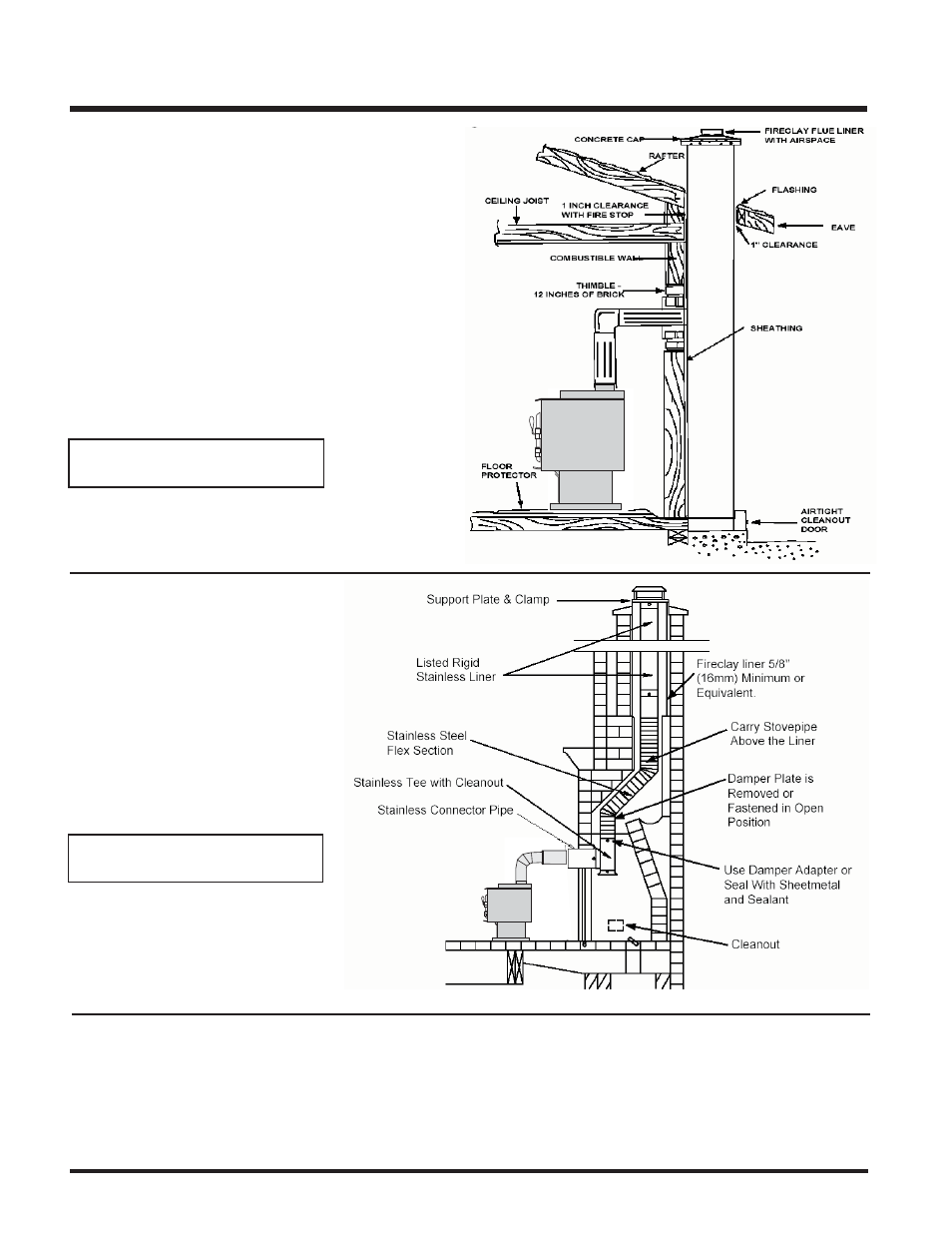Installation, Factory built chimney, Masonry chimney | Masonry fireplace | Regency S3100L User Manual | Page 12 / 28