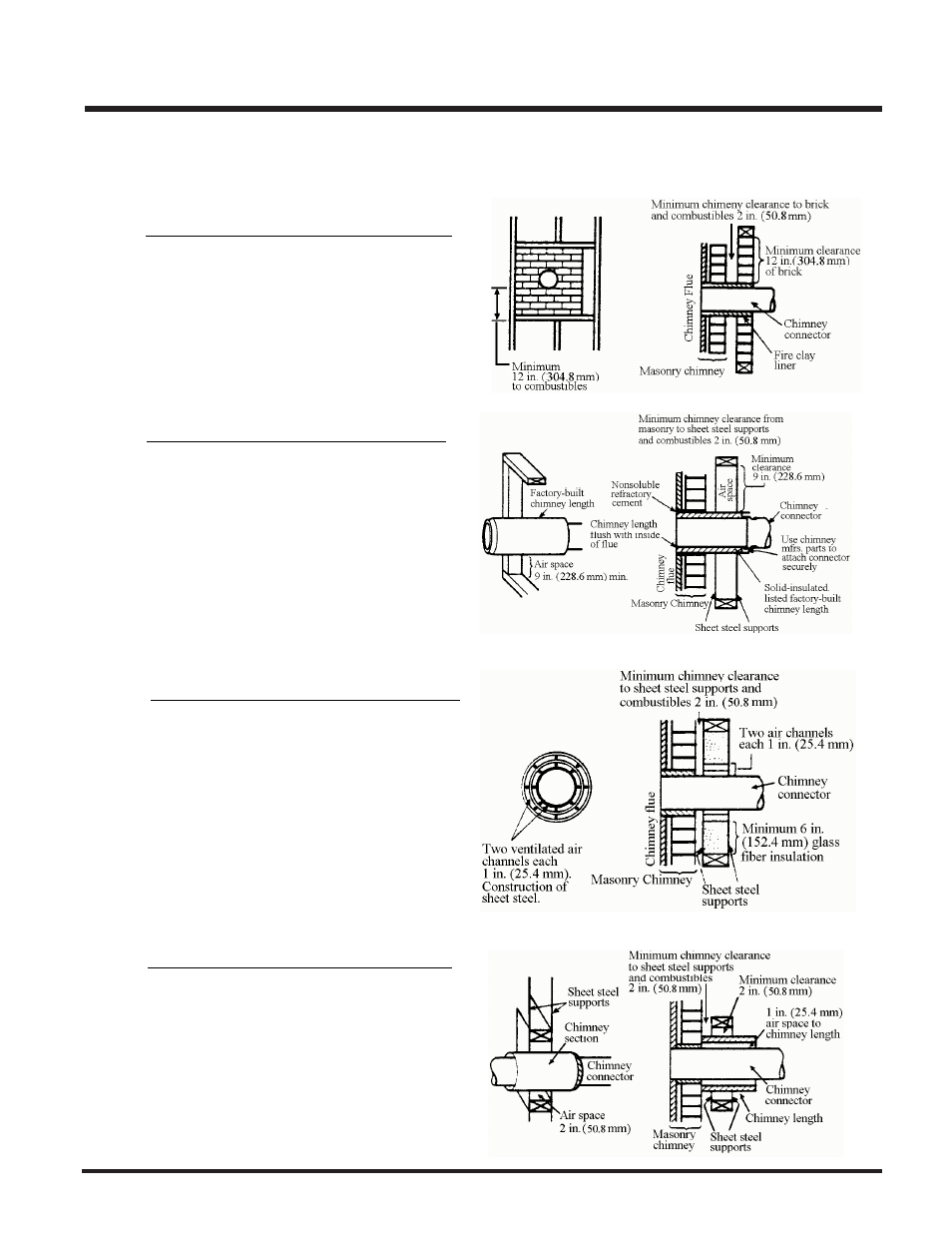 Installation, Combustible wall chimney connector pass-throughs | Regency S3100L User Manual | Page 13 / 28