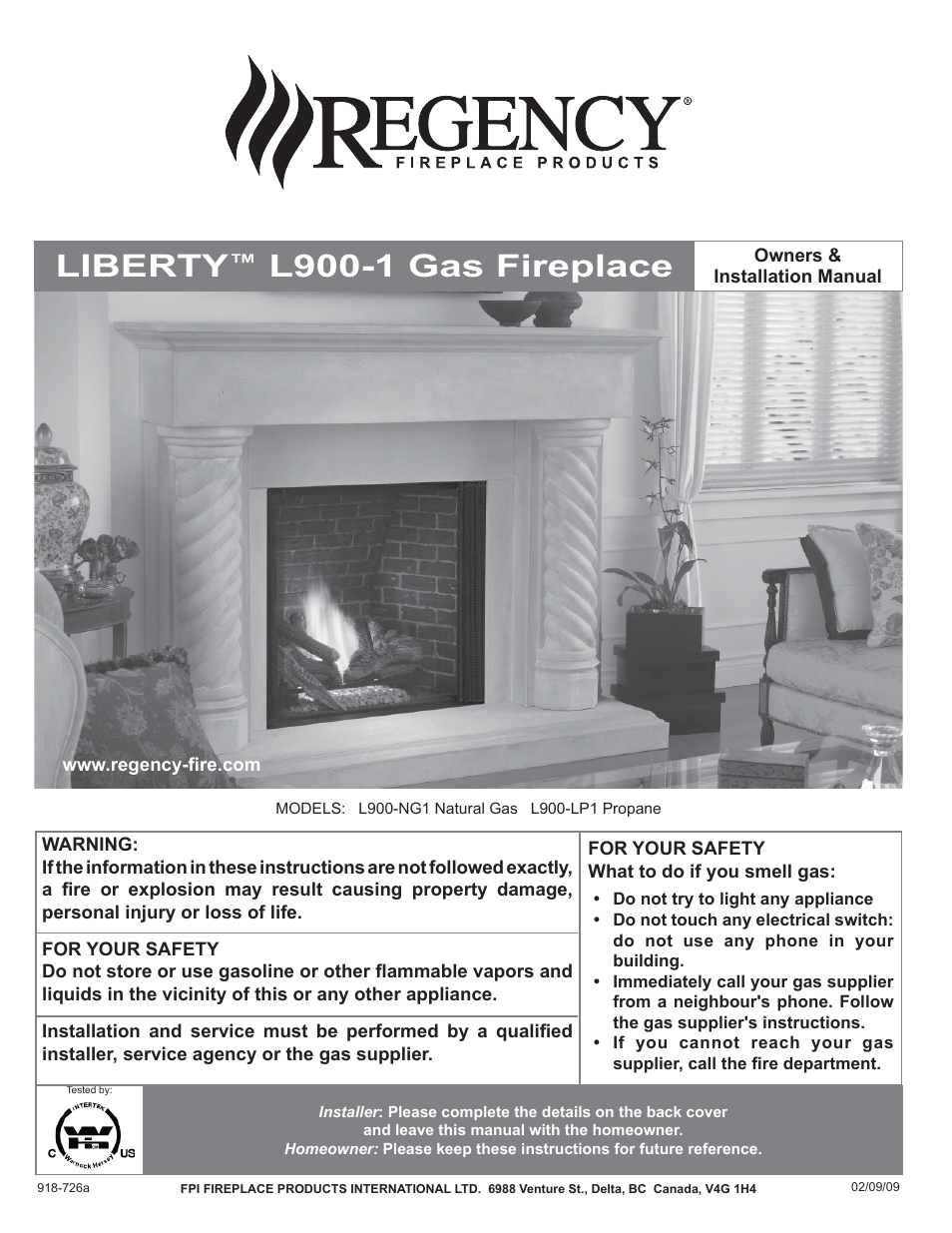 Regency Liberty L900-1 User Manual | 48 pages