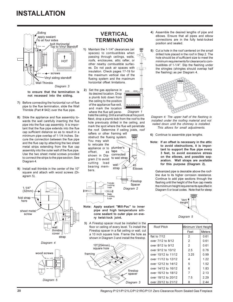 Installation, Vertical termination | Regency SEE THRU P121-NG User Manual | Page 20 / 40