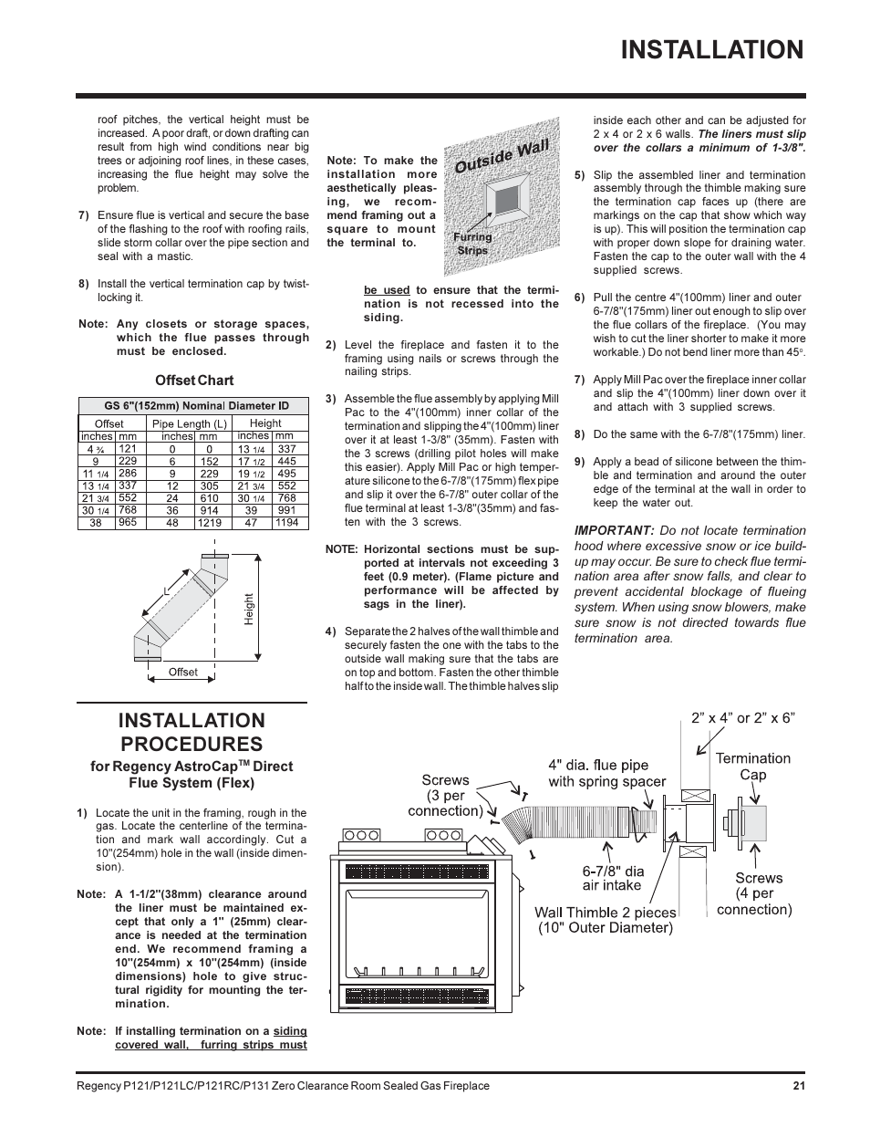 Installation, Installation procedures | Regency SEE THRU P121-NG User Manual | Page 21 / 40