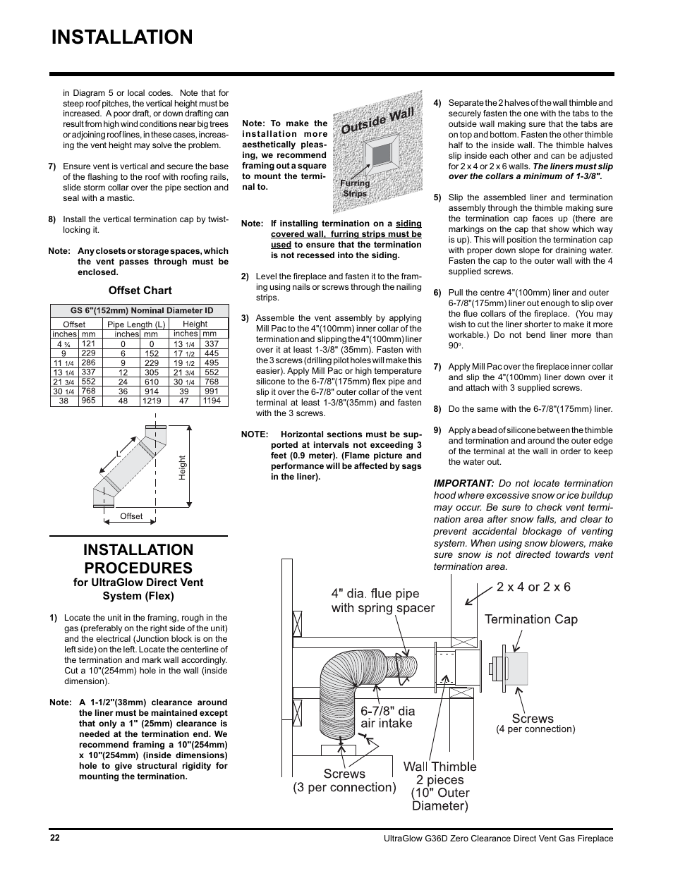 Installation, Installation procedures | Regency ULTRAGLOOW G36D-LP PROPANE User Manual | Page 22 / 40