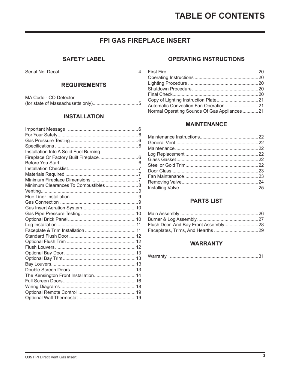 Regency Gas Insert U35-NG1 User Manual | Page 3 / 32