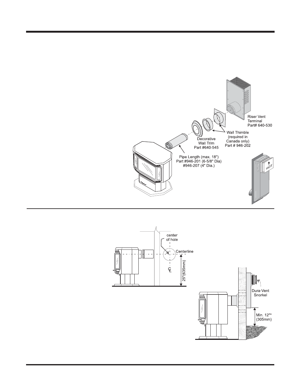 Installation, Horizontal installations | Regency U37-LP PROPANE User Manual | Page 11 / 32