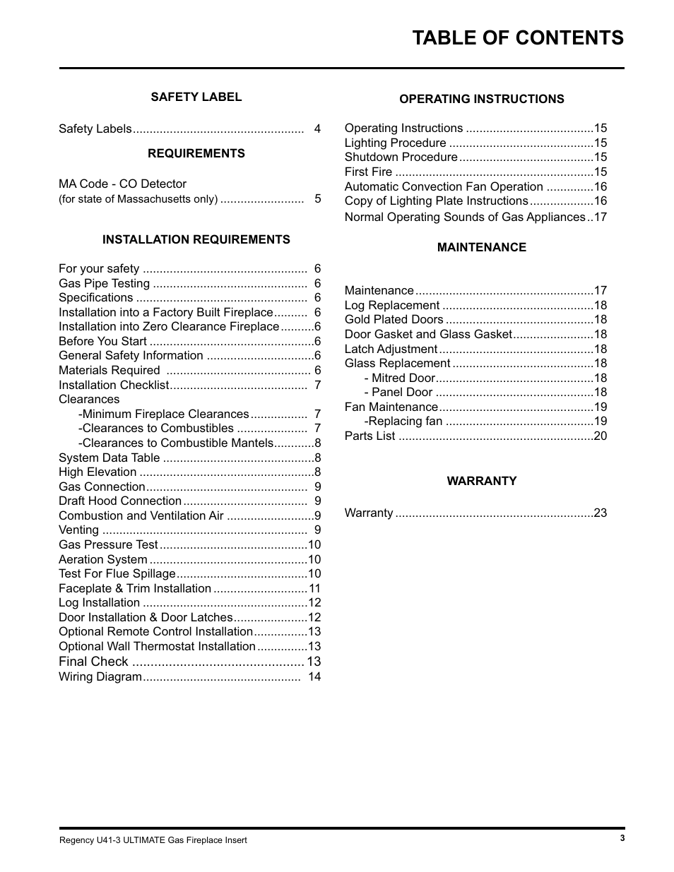 Regency U41 GAS INSERT U41-LP3 User Manual | Page 3 / 24