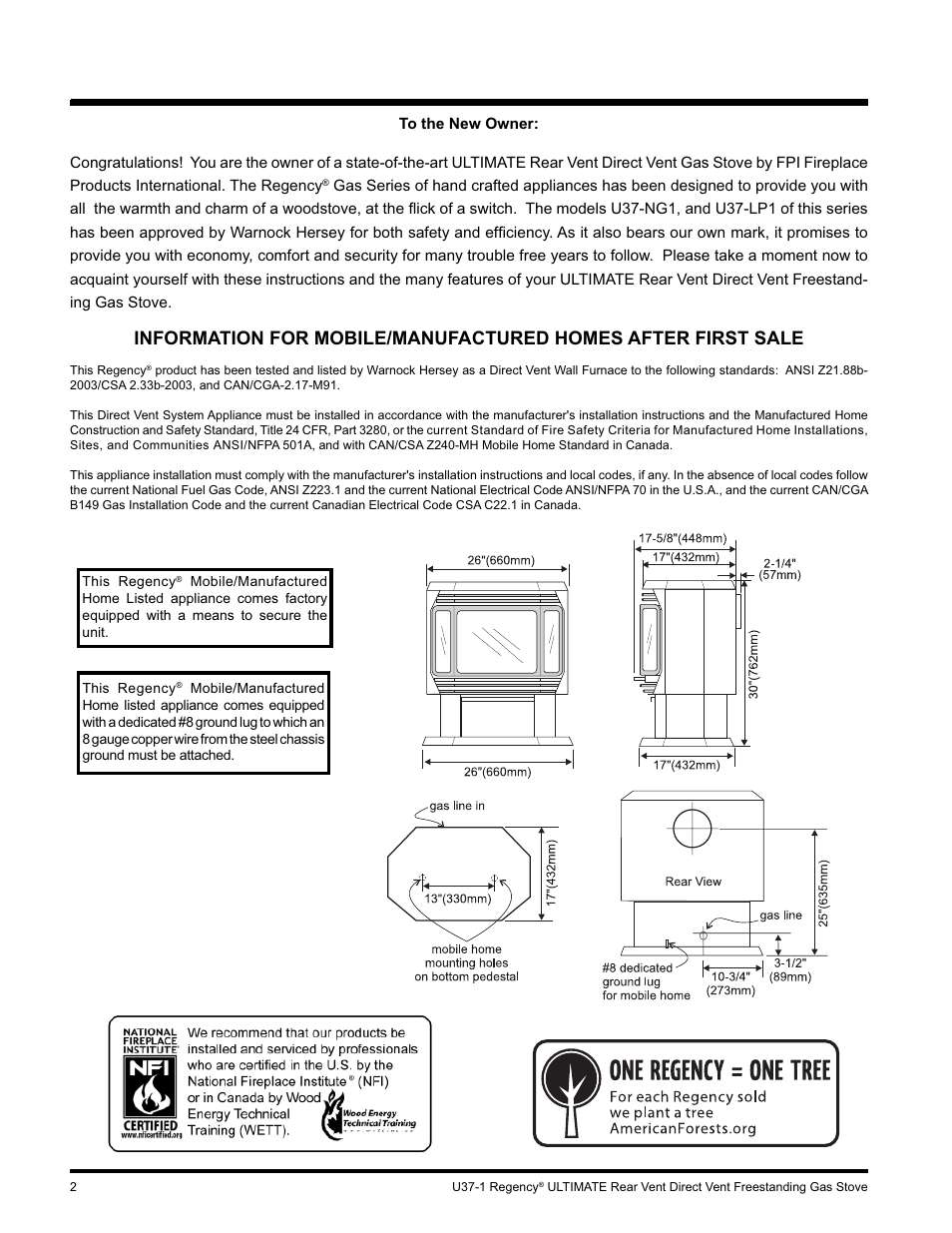 Regency ULTIMATE U37-LP1 User Manual | Page 2 / 36