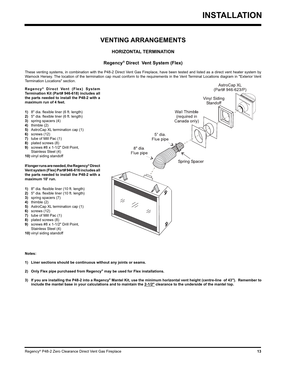 Installation, Venting arrangements | Regency P48-2 User Manual | Page 13 / 52