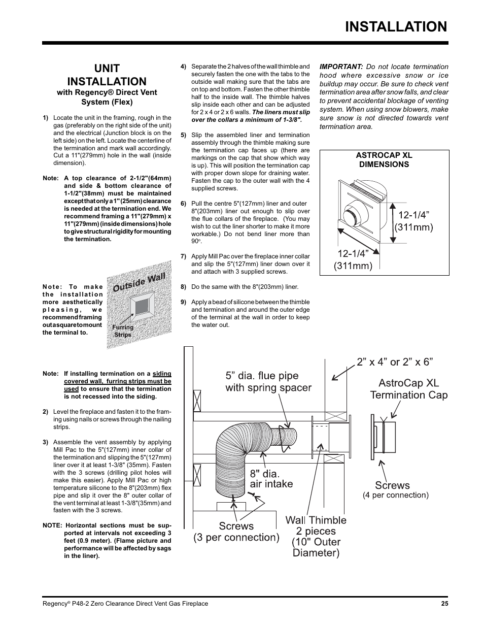 Installation, Unit installation | Regency P48-2 User Manual | Page 25 / 52