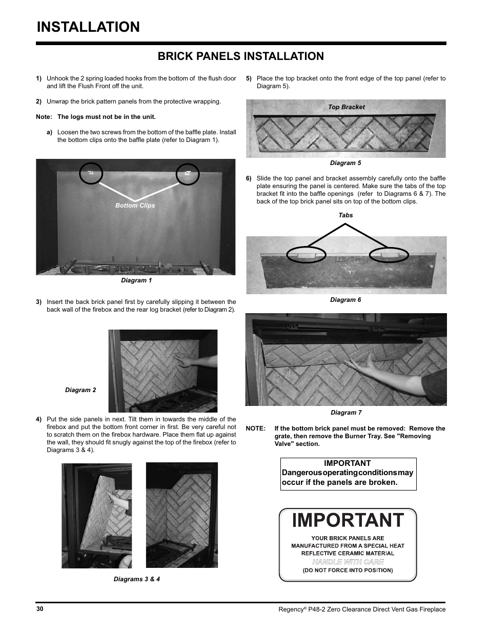 Installation, Brick panels installation | Regency P48-2 User Manual | Page 30 / 52