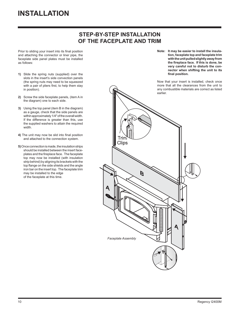 Installation | Regency I2400M User Manual | Page 10 / 20