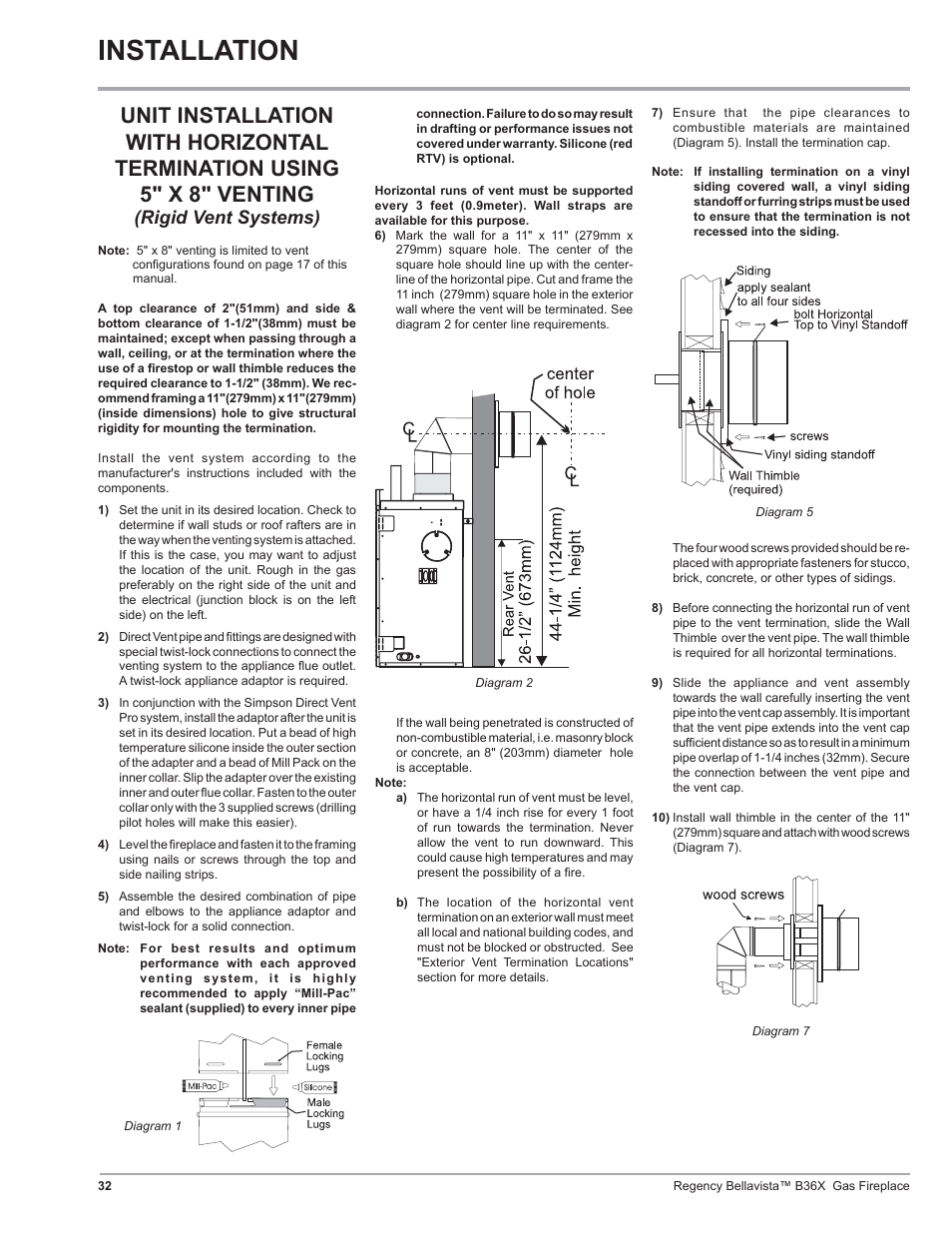 Installation, Rigid vent systems) | Regency B36X User Manual | Page 32 / 64