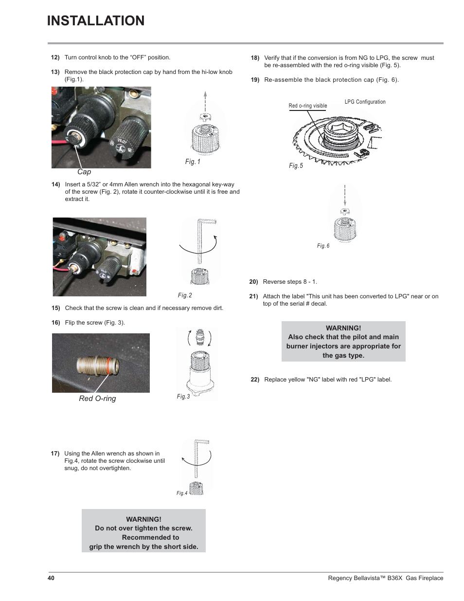 Installation | Regency B36X User Manual | Page 40 / 64
