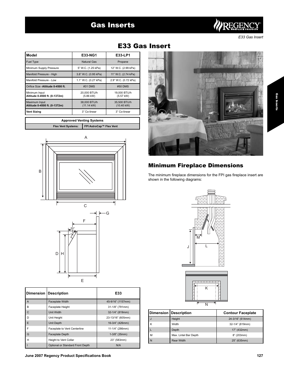Regency Gas Insert E33-NG1 User Manual | 2 pages