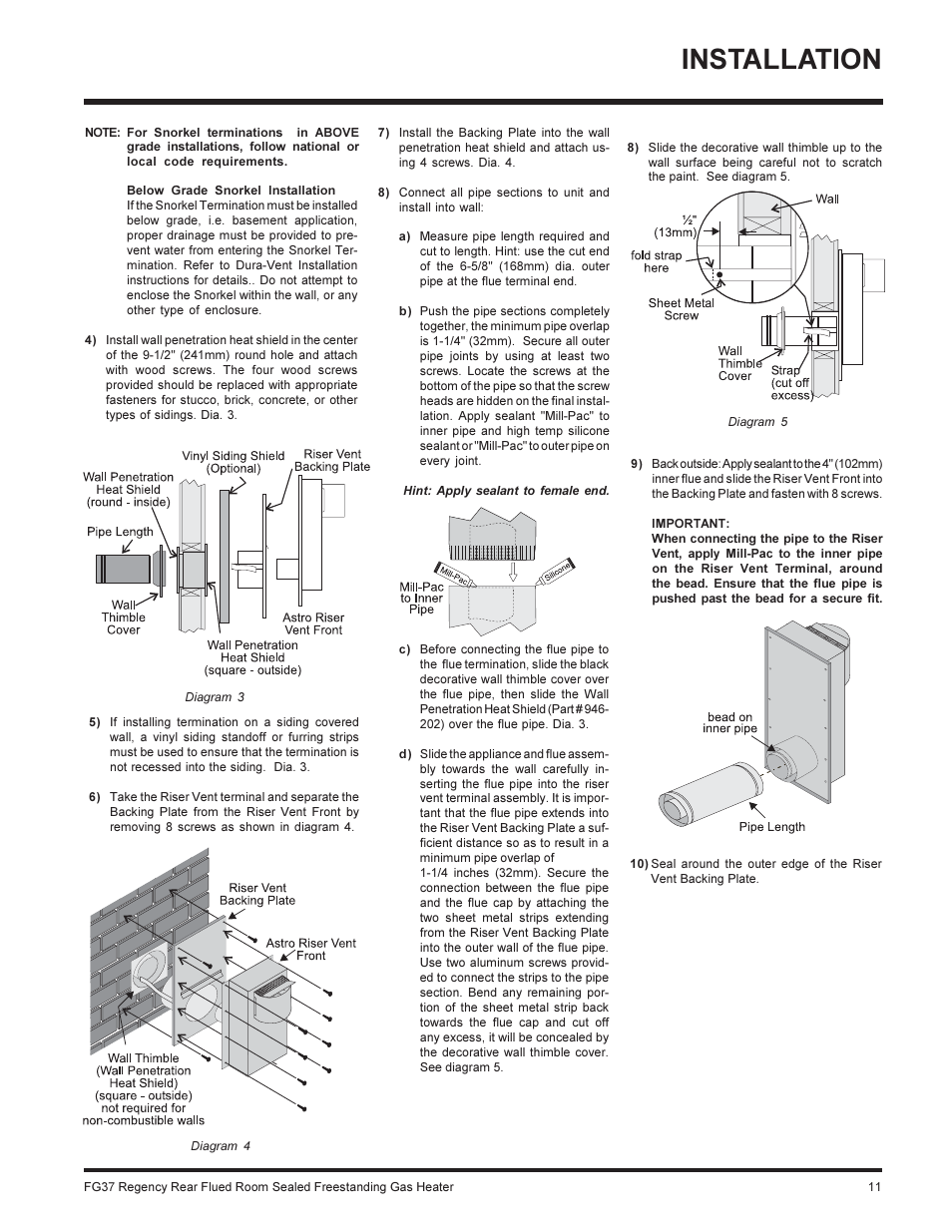 Installation | Regency FIREGENIE FG37-NG User Manual | Page 11 / 32
