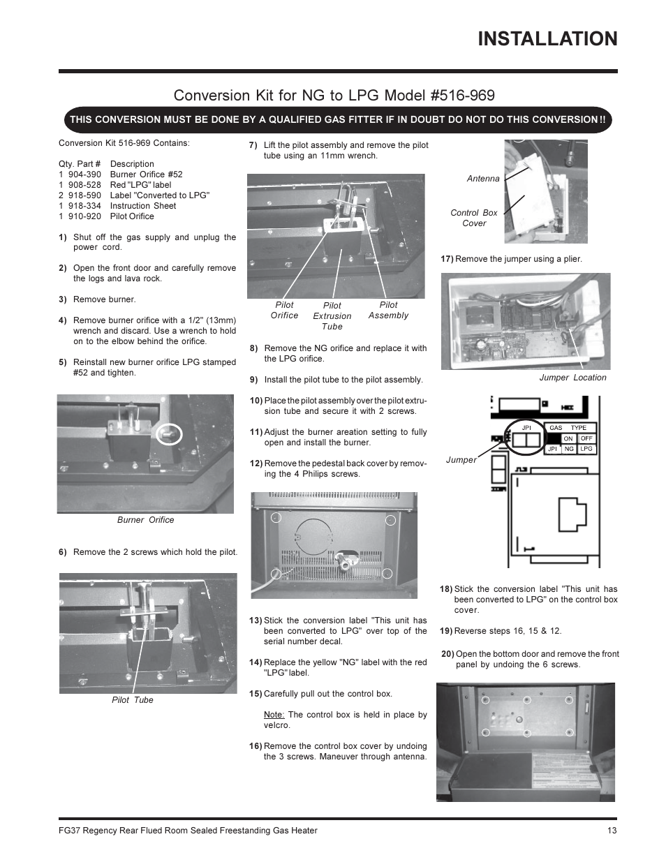 Installation | Regency FIREGENIE FG37-NG User Manual | Page 13 / 32