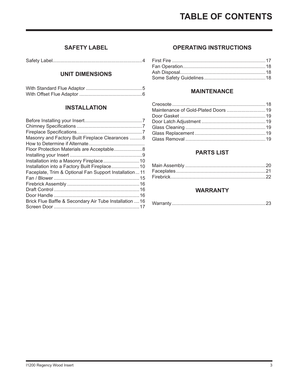 Regency I1200S User Manual | Page 3 / 24
