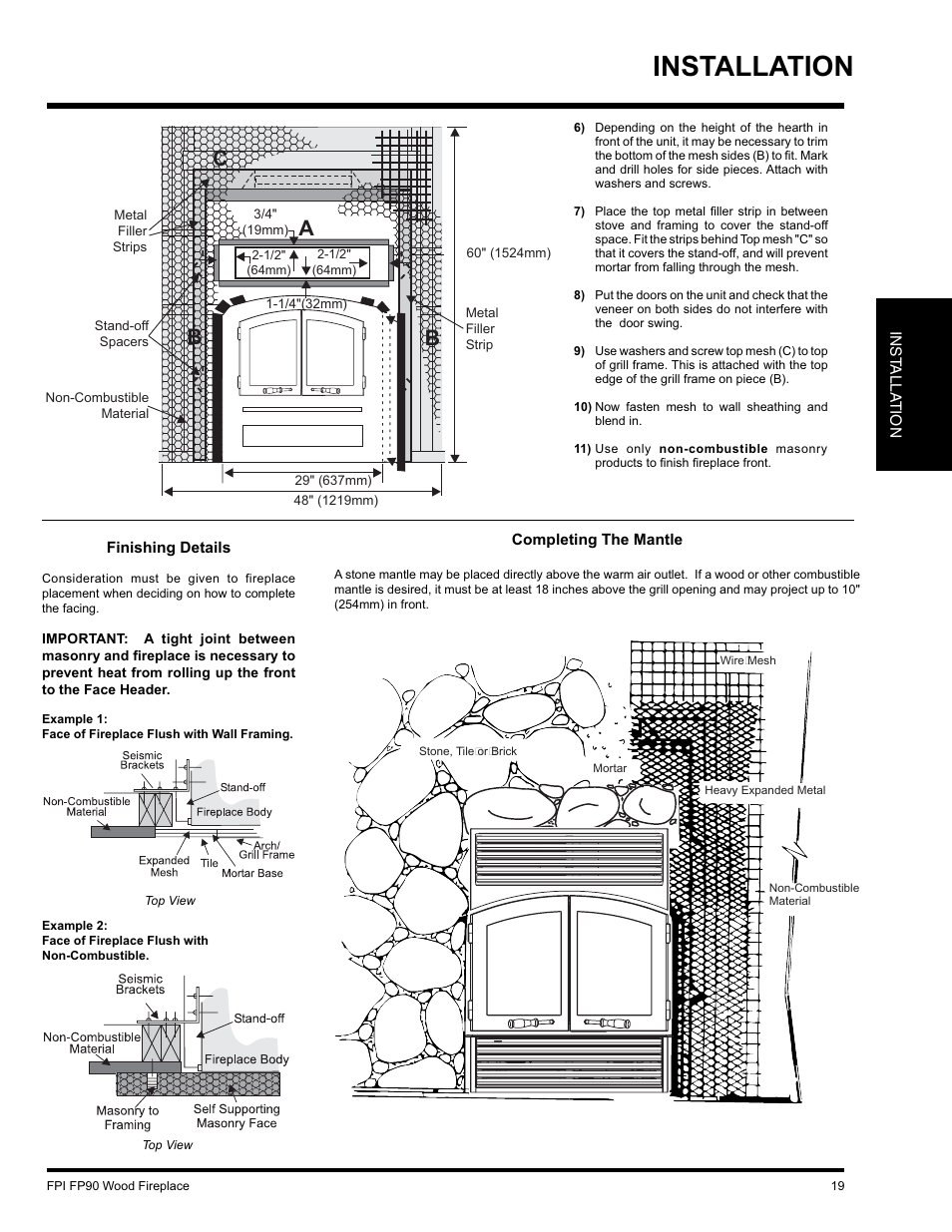 Installation, Ca b b | Regency FP90 User Manual | Page 19 / 40