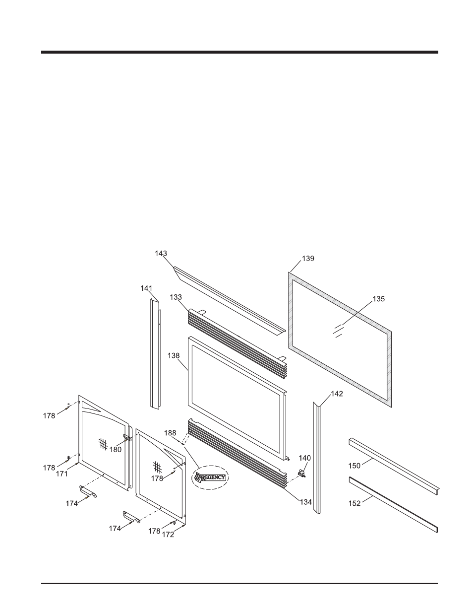 Parts list, P48-1 flush door & louvers | Regency P48-1 User Manual | Page 43 / 48