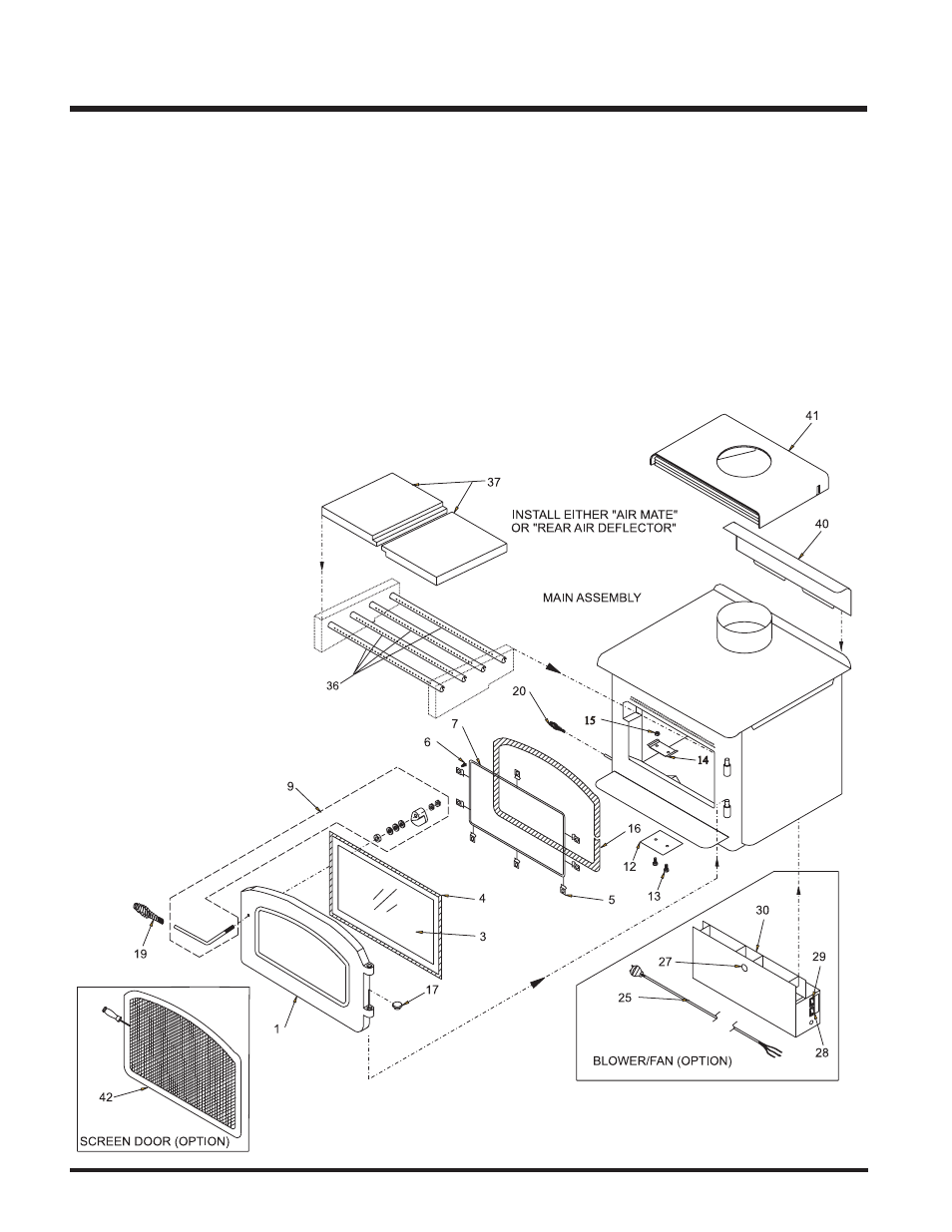 Parts list, F2400m stove main assembly | Regency FREESTANDING WOODSTOVE2 F2400M User Manual | Page 22 / 28