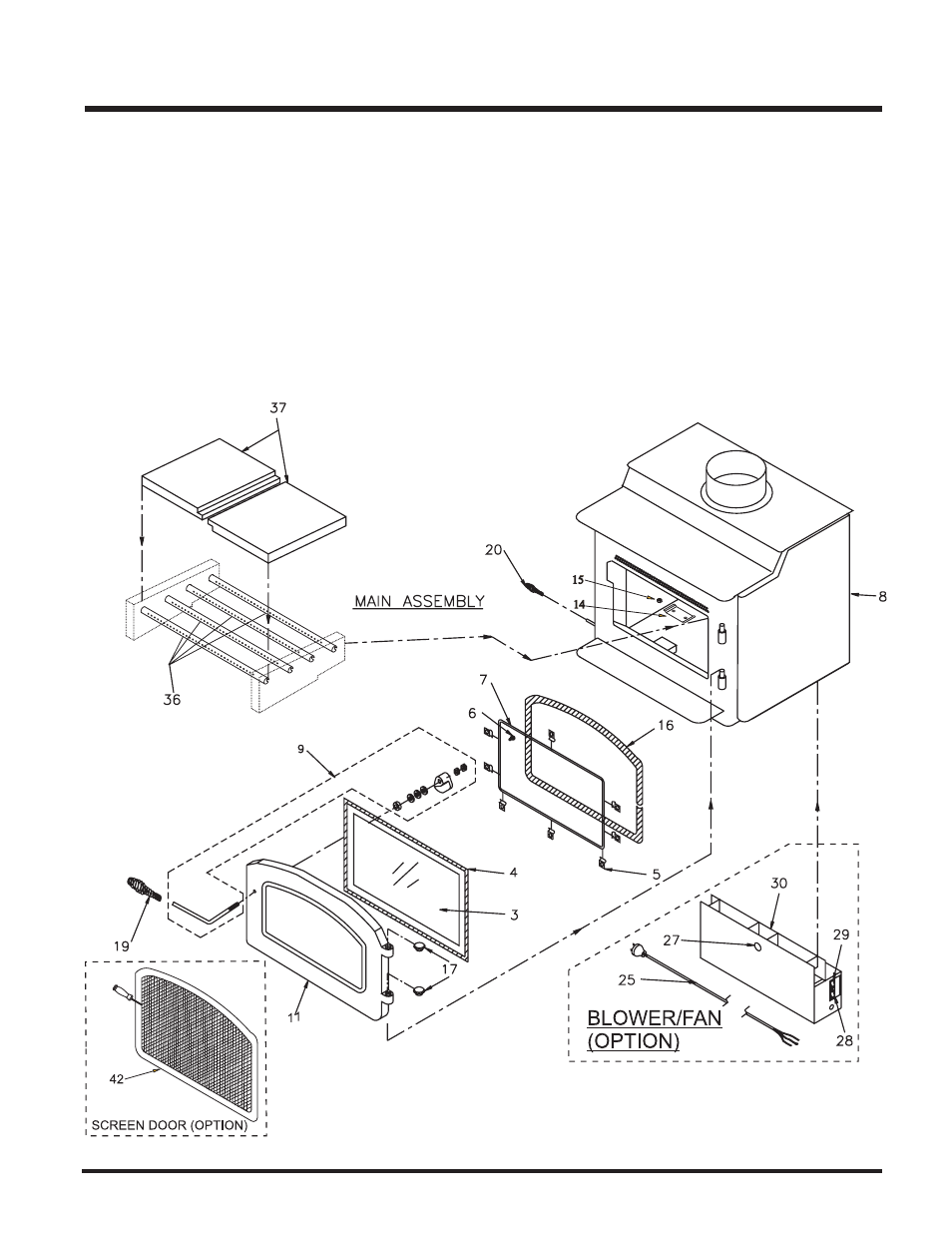 Parts list, S2400m step stove main assembly | Regency FREESTANDING WOODSTOVE2 F2400M User Manual | Page 23 / 28