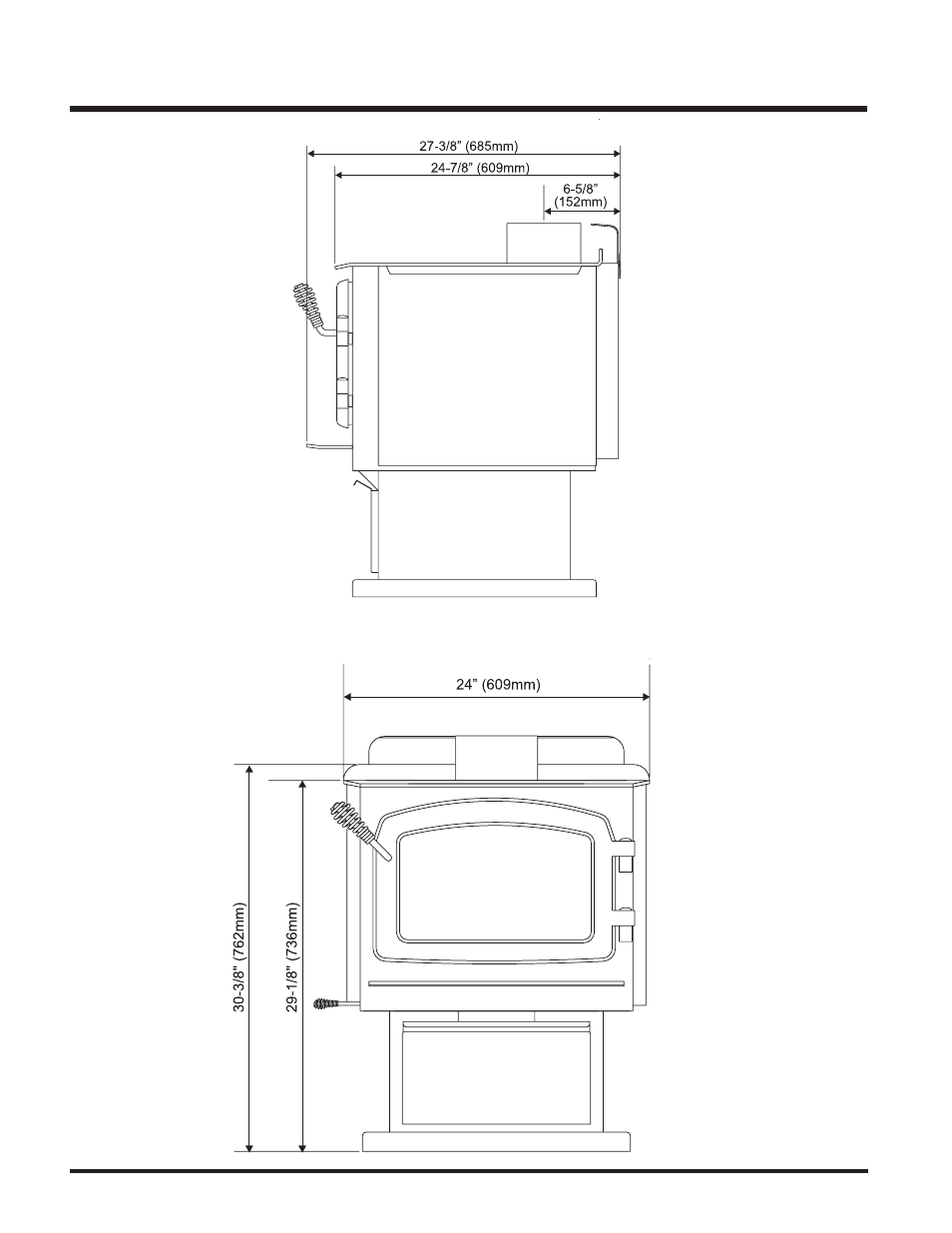 Unit dimensions | Regency FREESTANDING WOODSTOVE2 F2400M User Manual | Page 6 / 28