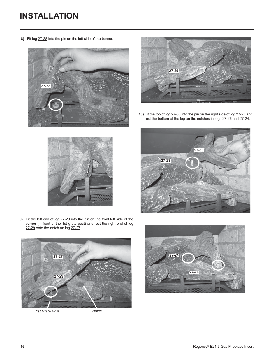 Installation | Regency Gas Insert E21-NG3 User Manual | Page 16 / 36