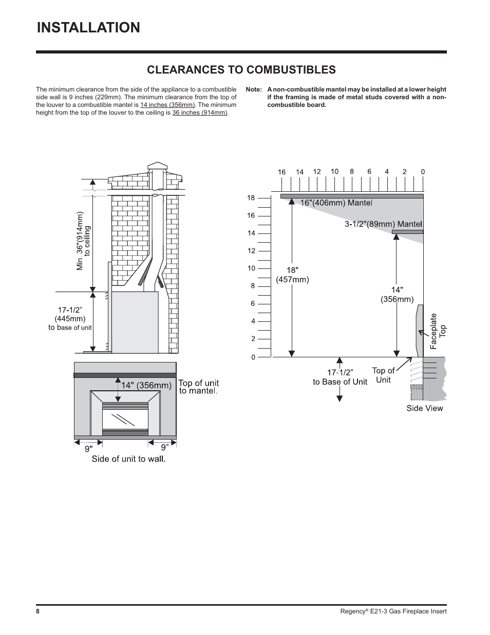 Installation | Regency Gas Insert E21-NG3 User Manual | Page 8 / 36