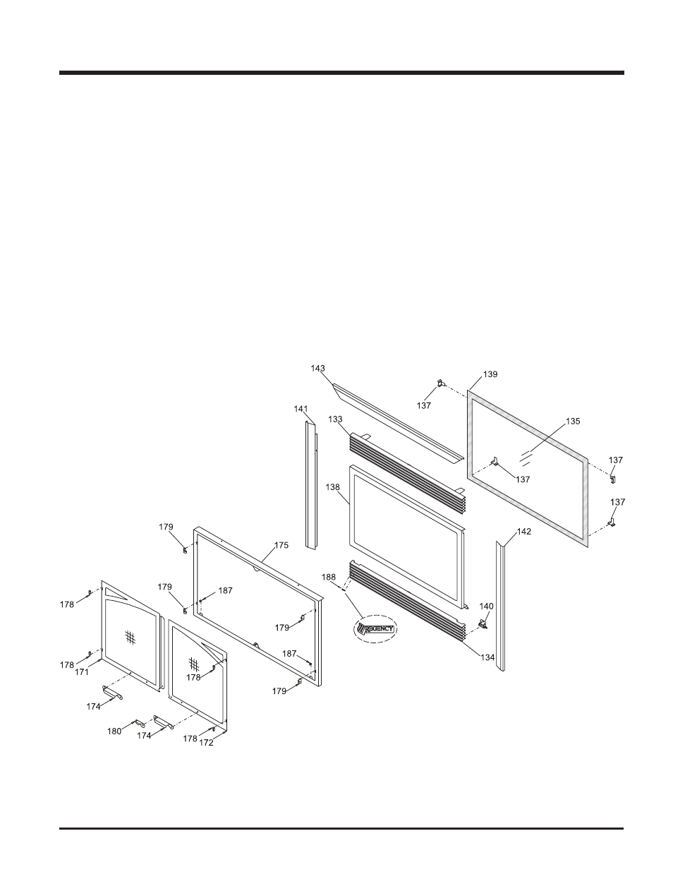 Parts list, P42 flush door & louvers | Regency P42-LP3 User Manual | Page 39 / 44