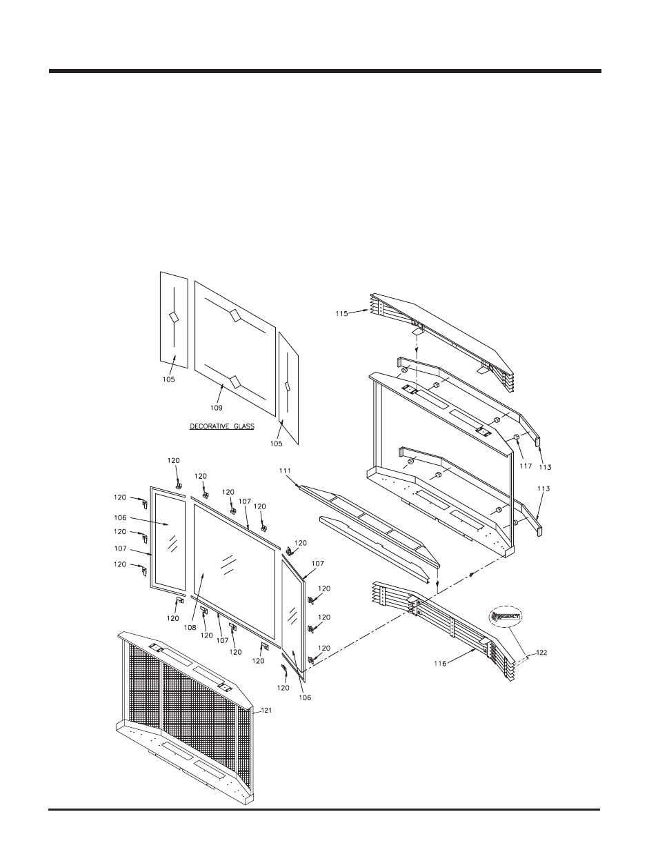 Parts list, P42 bay front & louvers | Regency P42-LP3 User Manual | Page 40 / 44